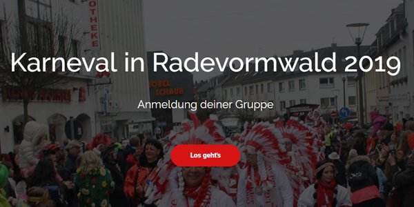 Bild der karneval-radevormwald.de Webseite.
