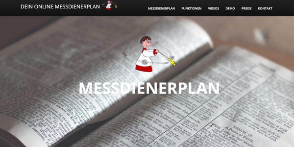 Bild der Messdiener-plan.de Webseite.